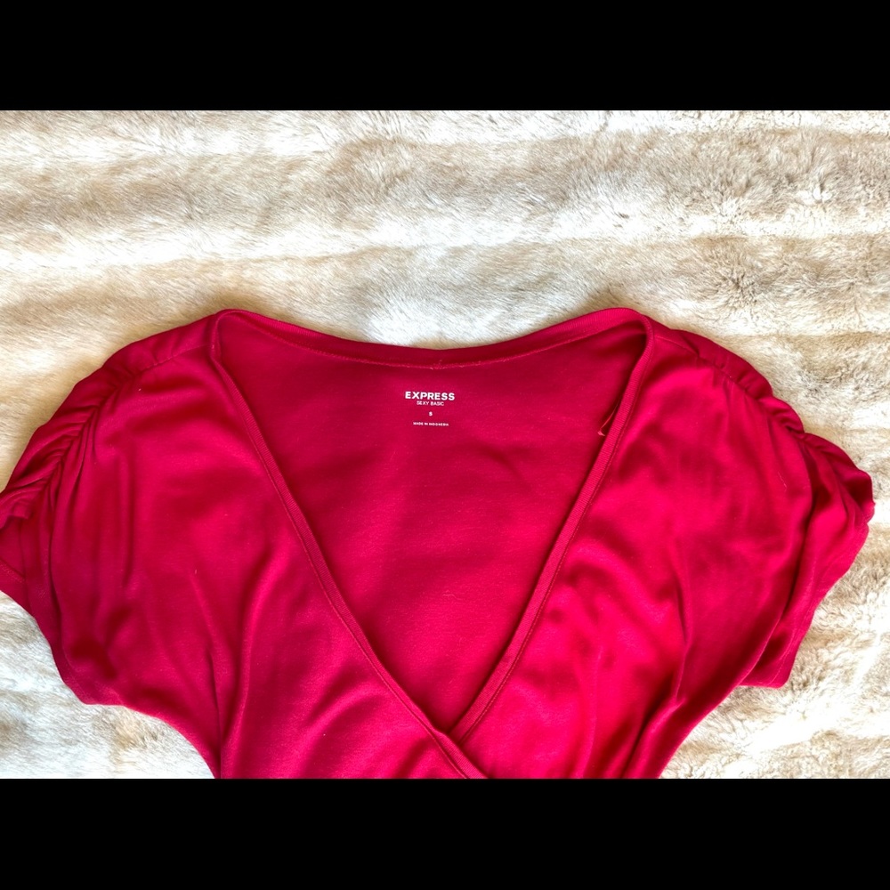 Express Size Small Red Ruched Tunic - Picture 6 of 9